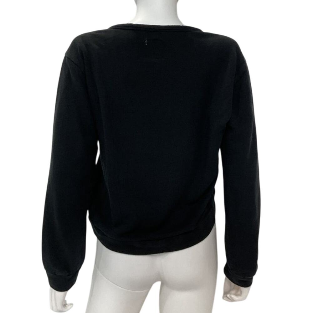 Chaser Cozy True Black Lace Up Neck Sweatshirt Size L - Picture 3 of 5